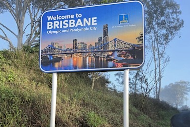 A sign that welcomed people to Brisbane on the Ipswich border has gone missing.