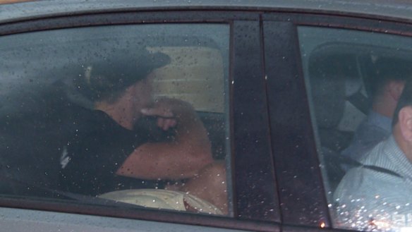 Jack De Belin leaving Wollongong Police Station on Thursday.