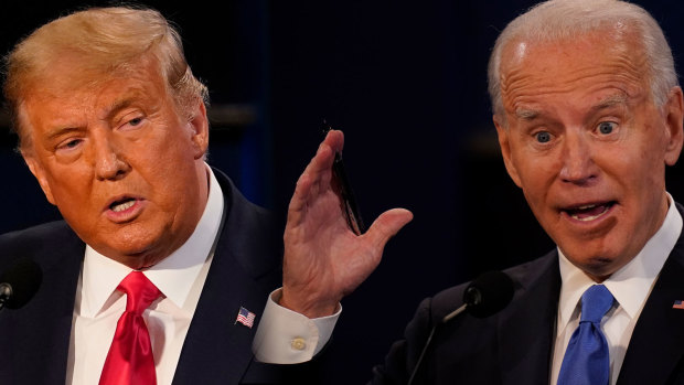 President Donald Trump and Democratic presidential candidate Joe Biden participate in the final presidential debate in Nashville, Tennessee. 