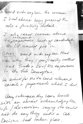 Jenny West’s notes from meeting with Chris Carr.