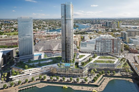 An indicative design of the redeveloped Harbourside shopping centre included in the most recent concept proposal for the Darling Harbour site.
