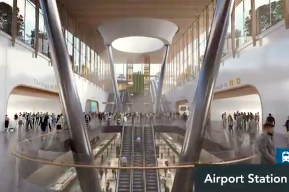 A 2019 sketch of Melbourne Airport’s proposal for an underground station. 