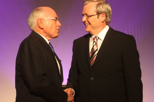 The leaders’ debate between Prime Minister John Howard and then Opposition Leader Kevin Rudd before the 2007 election. 