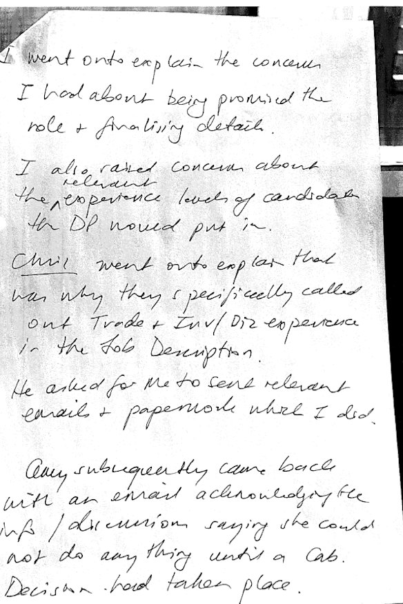 Jenny West’s notes from meeting with Chris Carr.