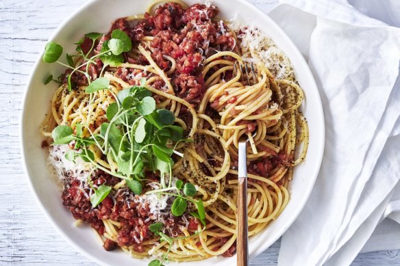 Vegetarian cauliflower ragu pasta recipe.