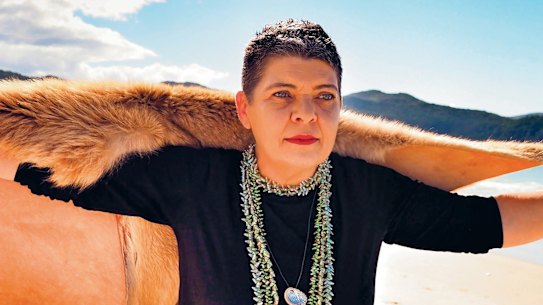 “I would love to walk into government as a full cultural black woman, but they need me to speak a language they know,” says Dr Emma Lee, pictured at Sisters Beach in north-west Tasmania.