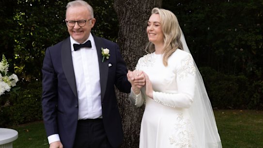 Albanese and Haydon at The Lodge for their wedding ceremony.