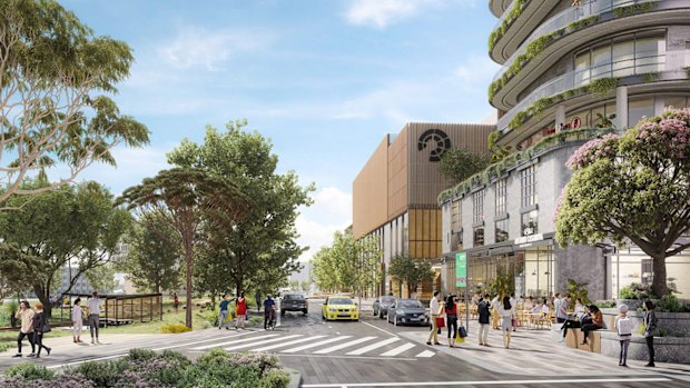 An artist impression of the precinct around the rail loop’s Cheltenham Station.