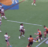 Haumole Olakau’atu bursts through the Tigers defence. 