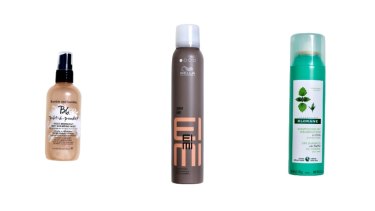 Bumble and Bumble Prêt-à-Powder Post Workout Dry Shampoo Mist, $46. Wella EIMI Dry Me Shampoo, $20. Klorane Dry Shampoo With Nettle, $16.