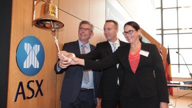 Dalrymple Bay Infrastructure CFO Stephanie Commons listed the company on the ASX in December along with CEO Anthony Timbrell (centre) and chairman David Hamill (left). The company was savaged on its first day on the boards. 