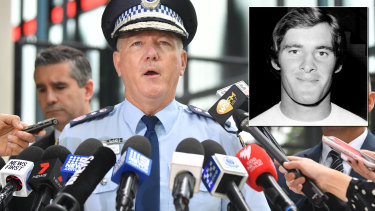 NSW Police Commissioner Mick Fuller, left, and Chris Dawson, inset.