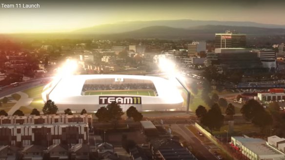 An artist's impression of the proposed new stadium in Dandenong, from Team 11's failed A-League bid.