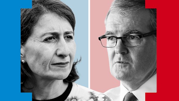 Face off: Gladys Berejiklian and Michael Daley. 