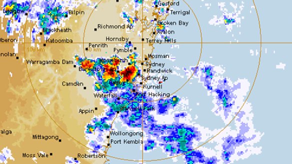 The Sydney radar just before 7pm.