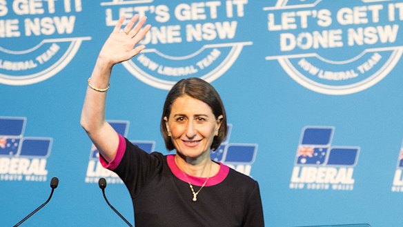 NSW Premier Gladys Berejiklian at the Liberal election campaign launch at Penrith on Sunday.
