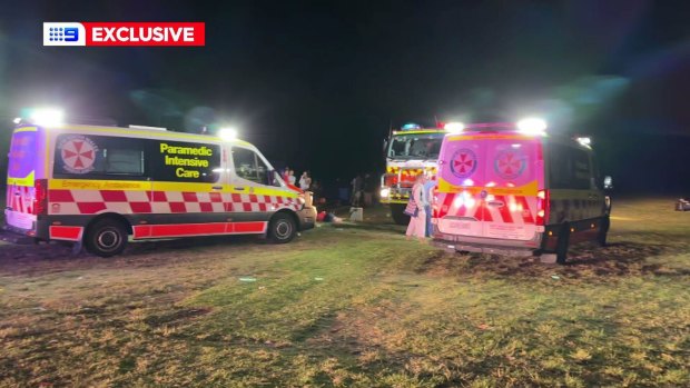 Three children were taken to hospital after fireworks fell on the crowd at Allambie Heights Oval.