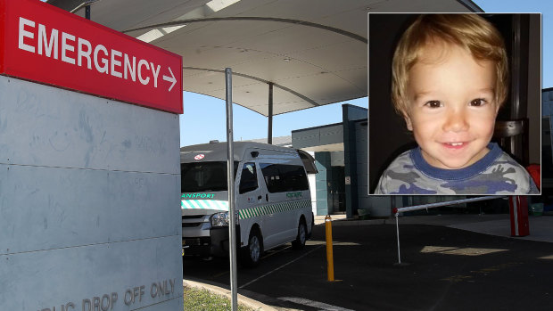 Nowra toddler Troy Almond (inset) and Shoalhaven Hospital. 