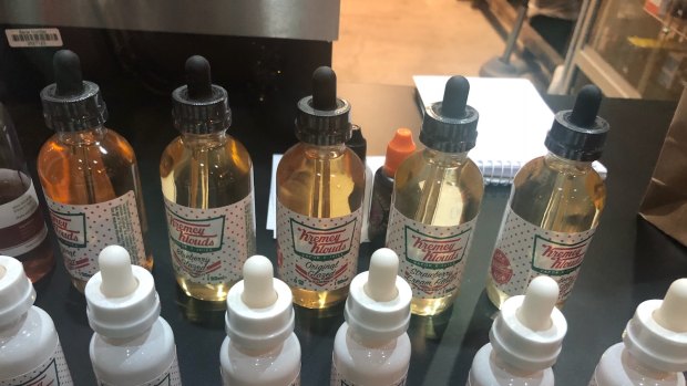 Krispy Kreme branded vape liquid spotted for sale in a vape shop in South Australia.