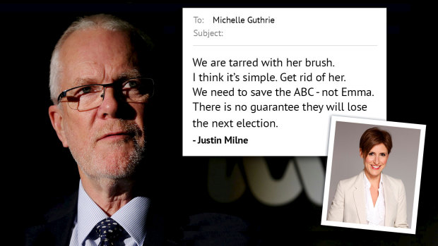 ABC chairman Justin Milne told former managing director Michelle Guthrie to "get rid of" high-profile presenter Emma Alberici.