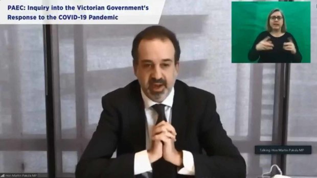 Jobs Minister Martin Pakula answered questions on his department's involvement in quarantine hotels on Wednesday. 