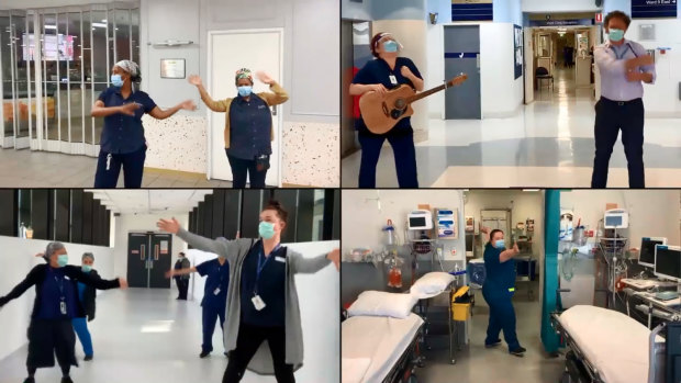 The Royal Melbourne Hospital "scrub choir" sings 'I'll Stand by You'