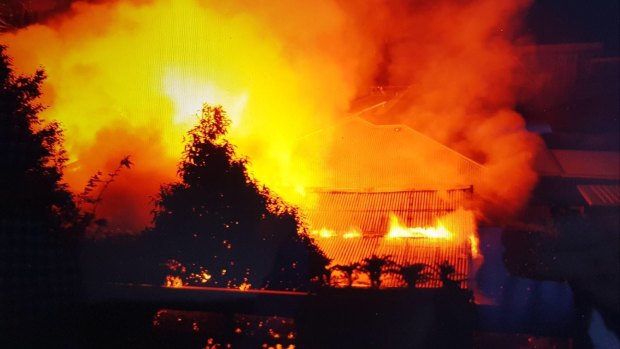 The fiery blaze that destroyed the Gymea unit and killed Jeffrey Lindsell.