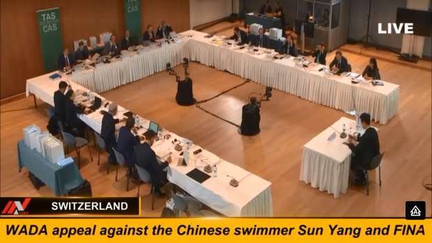 The Court of Arbitration for Sport hears the appeal filed by WADA against Sun Yang and FINA.