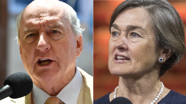 Alan Jones and Louise Herron butted heads on air over the promotion of the Everest horse race on the sails of the Sydney Opera House. 