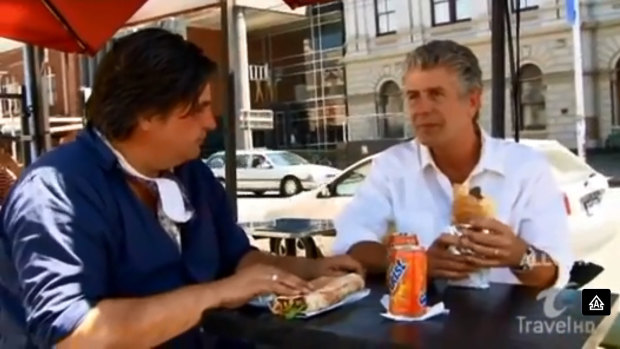 Anthony Bourdain visits Town Hall Kebab with Matt Preston for his TV show No Reservations.