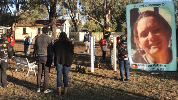 Kristy Lee Williams' mother Cathy Ryan joined 80 others at the Erambie Aboriginal Mission on Saturday to mark 15 years since Kristy's death.