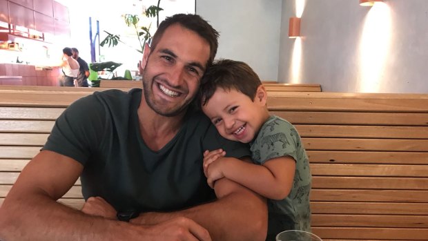 Sydney Swans captain Josh Kennedy with his son Emilio. 