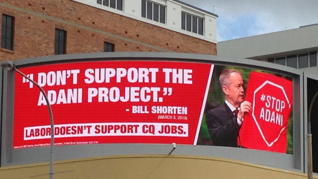 The Coalition billboard in Rockhampton showing Bill Shorten in an image some say is misleading.