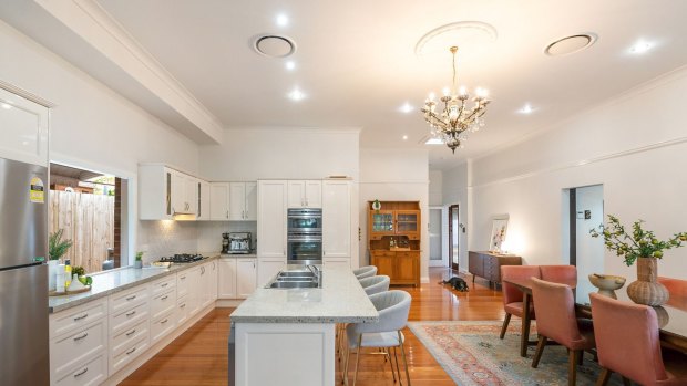 The designer kitchen at 25 Shire Street, Coorparoo.