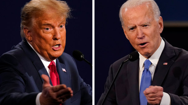 Donald Trump and Joe Biden during the final presidential debate. 