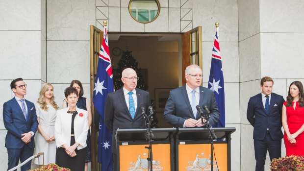 Prime Minister Scott Morrison, right, announces the appointment of  David Hurley as the  next Governor-General.

