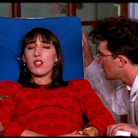 A young Antonio Banderas with Rossy de Palma in Women on the Verge of a Nervous Breakdown.