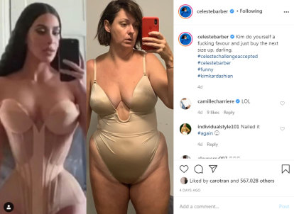 Keeping it real – Celeste Barber imitates Kim Kardashian on Instagram.