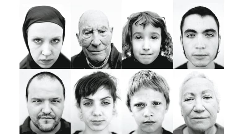 Some of the Fading faces photographs Jonathan brought to Australia with him.