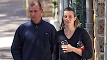 Swans player Chad Warner is seen with his girlfriend Alice Hughes.
