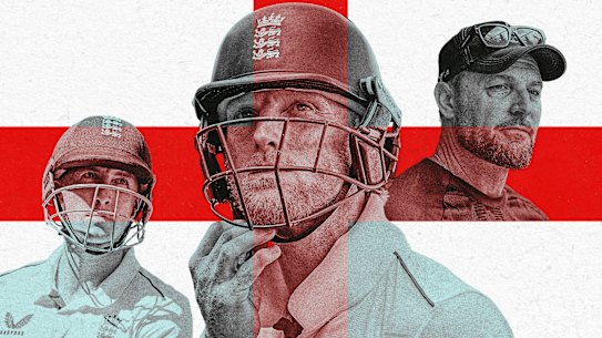 Bazball: England’s Ben Stokes, Harry Brook and Brendon McCullum.
