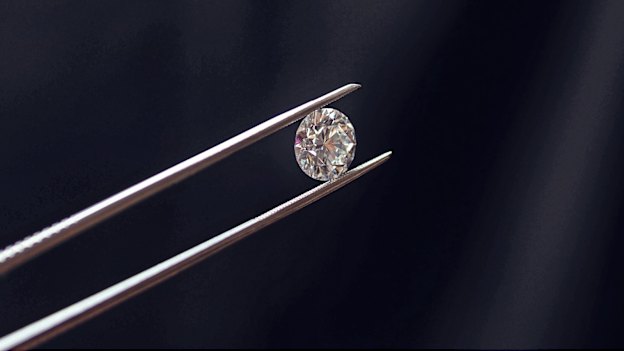 A manufactured diamond from Sydney’s Moi Moi Fine Jewellery. Specialist equipment is needed to distinguish such stones from the mined variety.