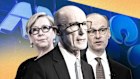 Former ANZ director Jane Halton, chairman Paul O’Sullivan and outgoing CEO Shayne Elliott. 