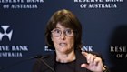 Reserve Bank of Australia governor Michele Bullock after the RBA board decided to keep rates on hold.