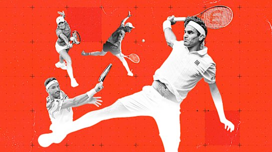 Justine Henin, Grigor Dimitrov, Christopher O’Connell and Roger Federer.