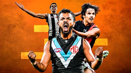 Los jugadores indígenas Ash Johnson, Willie Rioli y Alwyn Davey jnr dejaron la AFL el año pasado. 
