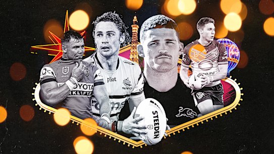 Hudson Young, Nicho Hynes, Nathan Cleary and Luke Metcalf will all feature in Las Vegas this weekend.