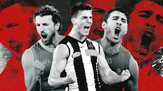 Western Bulldogs champion Marcus Bontempelli, Collingwood young gun Nick Daicos, and Melbourne star Christian Petracca.