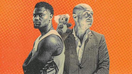 How the NBL wooed the NBA to play pre-season games in Australia, with a charm offensive from NBL owner Larry Kestelman (right). The New Orleans Pelicans, including star Zion Williamson (left) are playing two games in Melbourne.