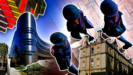 Composite image of wealthy private schools.